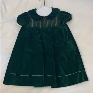 Anavini kids green velvet Christmas dress